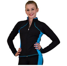 Chloe Noel Childrens/Adult Sizes Supplex Side Seams Jacket Black/Turquoise  JS08