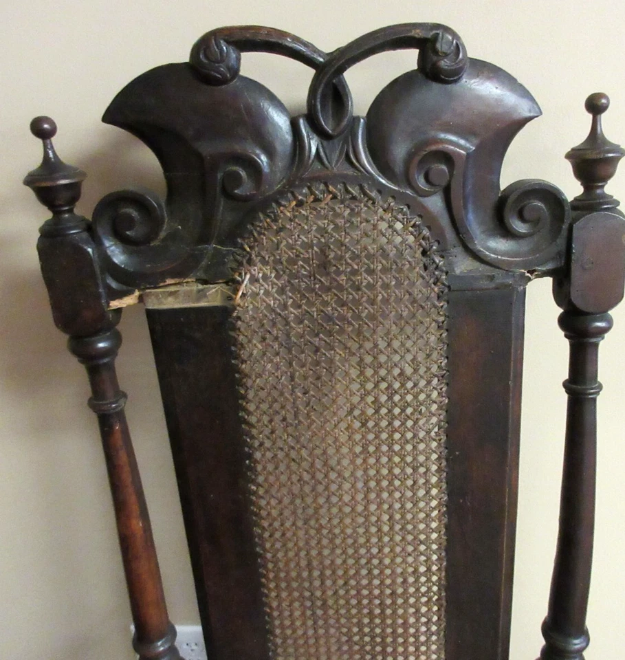 RARO SILLÓN JACOBEO ASIENTO BASTÓN CIRCA 1690 ¡EN ACABADO TEMPRANO HALLAZGO INMOBILIARIO! Foto 2 de 4