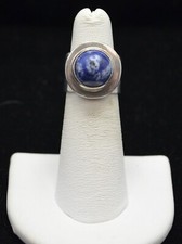 Sterling Silver Small Blue Stone Ring SZ 4.75 FMV462