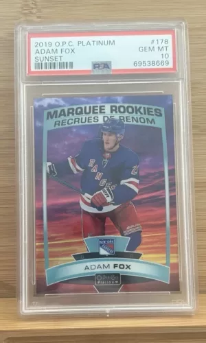2019-20 OPC Platinum Adam Fox Marquee Rookie Sunset PSA 10 Gem Mint 💎
