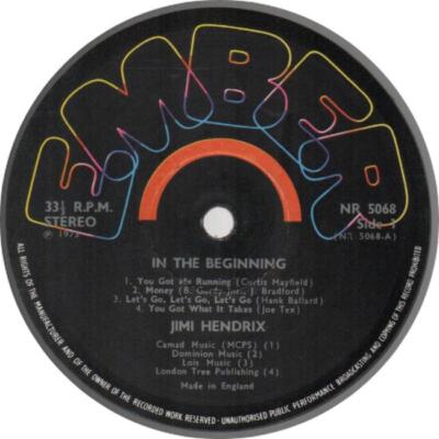 JIMI HENDRIX In The Beginning 1973 or. UK rare BROWN TRANSLUCENT