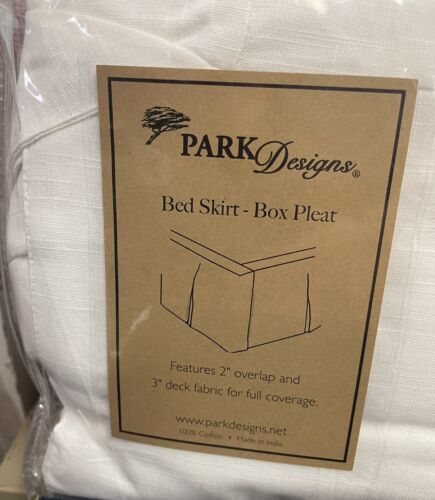 SPLIT Box Pleat KING Bed Skirt Cotton White Solid by Park Designs 78x80x16 - Picture 2 of 2