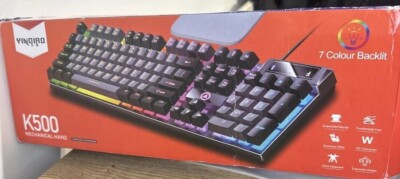 YINDIAO K500 Wired USB E-Sport 7 Colour Backlight Gaming Keyboard Damaged Box