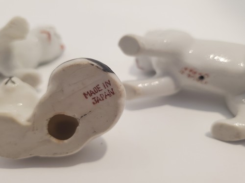 3 GATTINI GATTI VINTAGE MINIATURA PORCELLANA CERAMICA GIAPPONE BIANCO NERO ARANCIONE - Foto 8 di 9