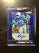 2018 Prizm RC Kerryon Johnson Auto Blue Scope /99 Rookie Detroit Lions Card PWE. rookie card picture