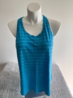 TEK GEAR DryTek Wicking Racer Back Tank Top Blue Striped Cotton Blend XXL