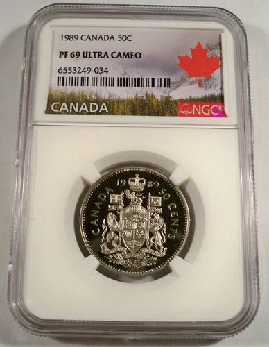 1989 CANADA 50c NGC PF69UCAM HALF DOLLAR PROOF PR 69 ULTRA CAMEO