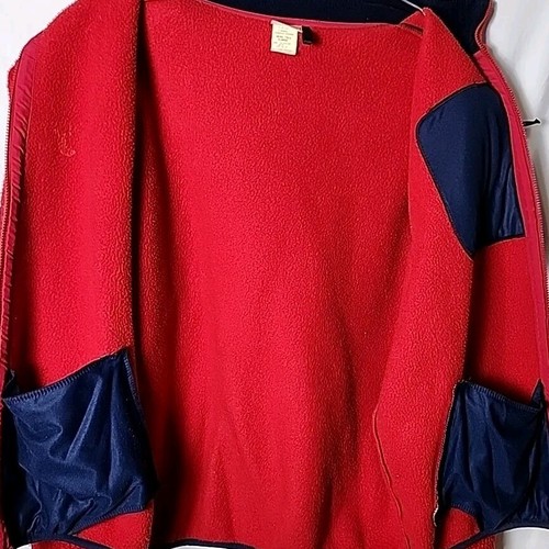 LL Bean Men Tall XL Freeport Maine Full Zip Fleece Red Zip Pocket Sweater Jacket - Picture 6 of 6