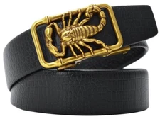 Mens Leather Ratchet Belt Belts For Men Adjustable Automatic Buckle Dress Jeans