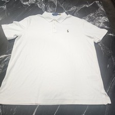 Polo Ralph Lauren Mens Large White Classic Fit Soft Cotton Polo Flesh Preppy