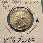 1964-D Washington Quarter (25ç) 90% Silver Good  Condition
