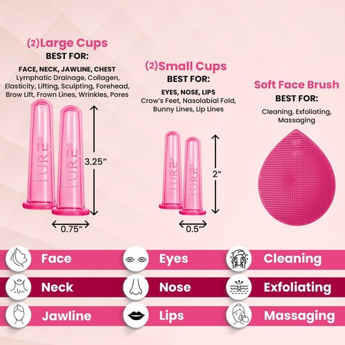 Juego de ventosas faciales glamurosas - Juegos de terapia de ventosas Kit de masaje con silicona... - Imagen 5 de 8