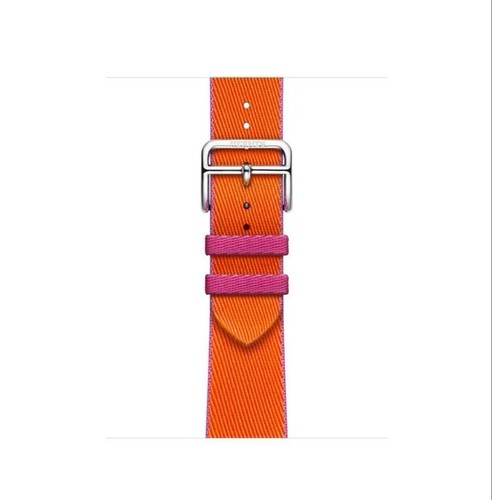 Hermès Apple Watch Twill Jump Single Tour Strap Orange Rose Mexico 41mm Band