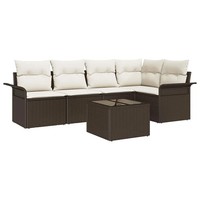 Gartensofa-Set Aus Poly-Rattan Mit 6 Kissen FüR Terrasse Balkon