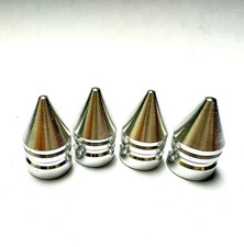 4 SILVER Spike Car Van Bike Wheel Tyre Valve Metal Dust Caps uk