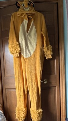 Disney The Lion King Simba Fleece Hooded One Piece Zip Sleepwear Yellow XL