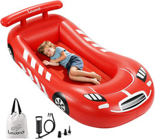 Inflatable Kids Bed, Racecar Toddler Air Mattress with Bumpers Red