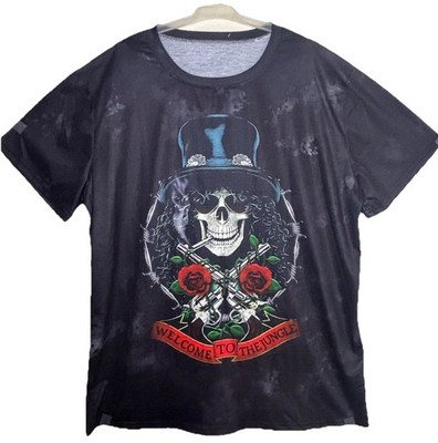 GUNS N ROSES T-shirt Welcome To The Jungle Tee GnR Slash Adult Black Size Large