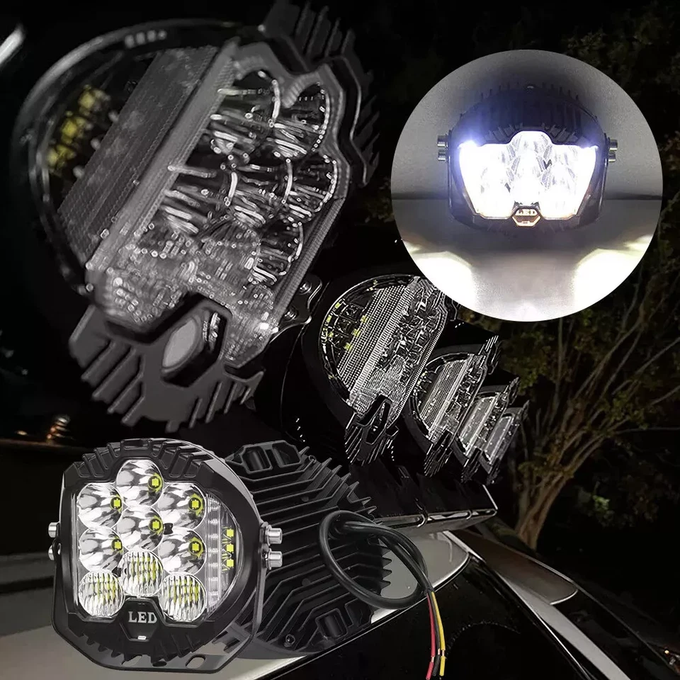 Barra de luces LED de trabajo de 5" vainas ámbar DRL redonda todoterreno conducción camión ATV antiniebla Foto 3 de 4