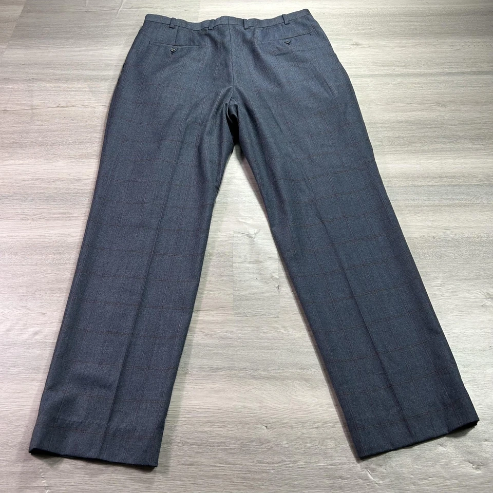 Pantalones de vestir plisados Hart Schaffner Marx para hombre 38x32 gris lana ventana pantalones Foto 2 de 4