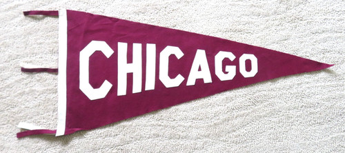 Large Chicago Maroons 35 x 17 Inch Wool Sewn Letters 1920's Baseball Pennant