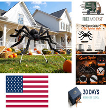 236'' Big Spider Web Halloween Decor 70'' Huge Spider for Roof with Triangular