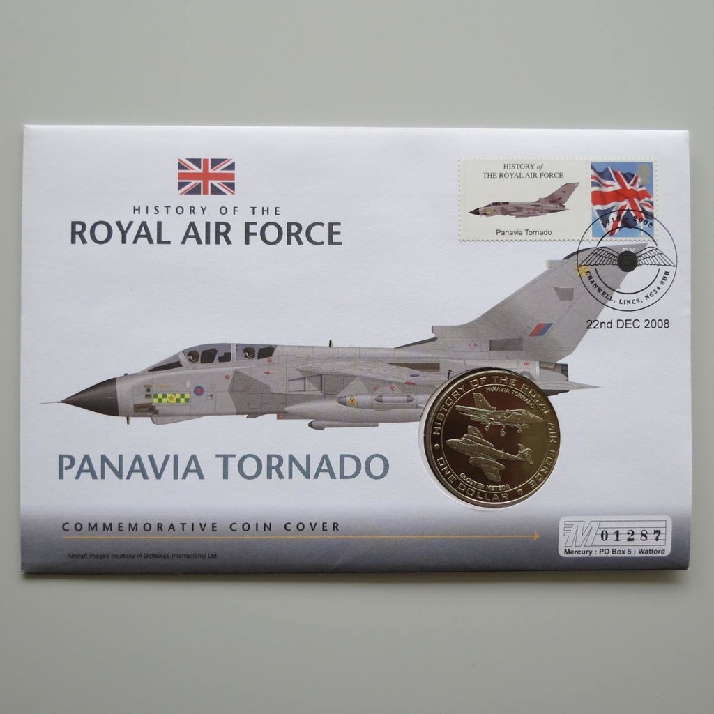 2008 History of the RAF Panavia Tornado Aircraft 1 Dollar Coin Cover - UK PNC First Day Covers - Royal Air Force