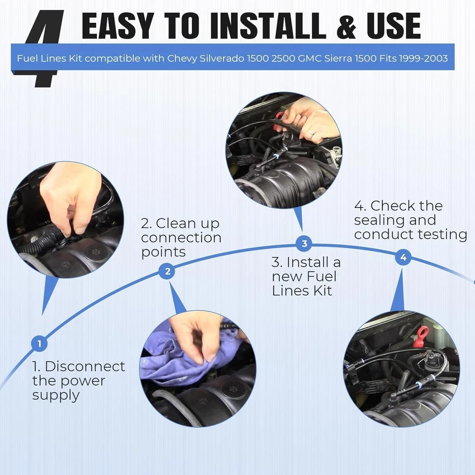 Kit de línea de combustible para Chevy Silverado GMC Sierra 1999-2003 4,8 L 5,3 L 6,0 L 8,1 L Foto 4 de 4