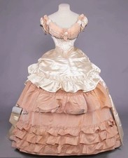 Custom Vintage V-neck Medieval Victorian Wedding Dress Champagne White Gemstone