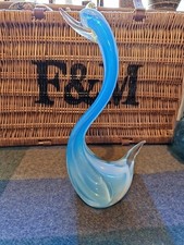 Blue Murano Glass Sommerso Opaline with Avventurine Beak Figurine Vintage Vgc