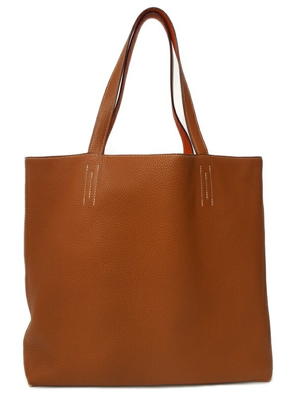 Hermes Double Sens Reversible Leather Tote Bag in Size T448