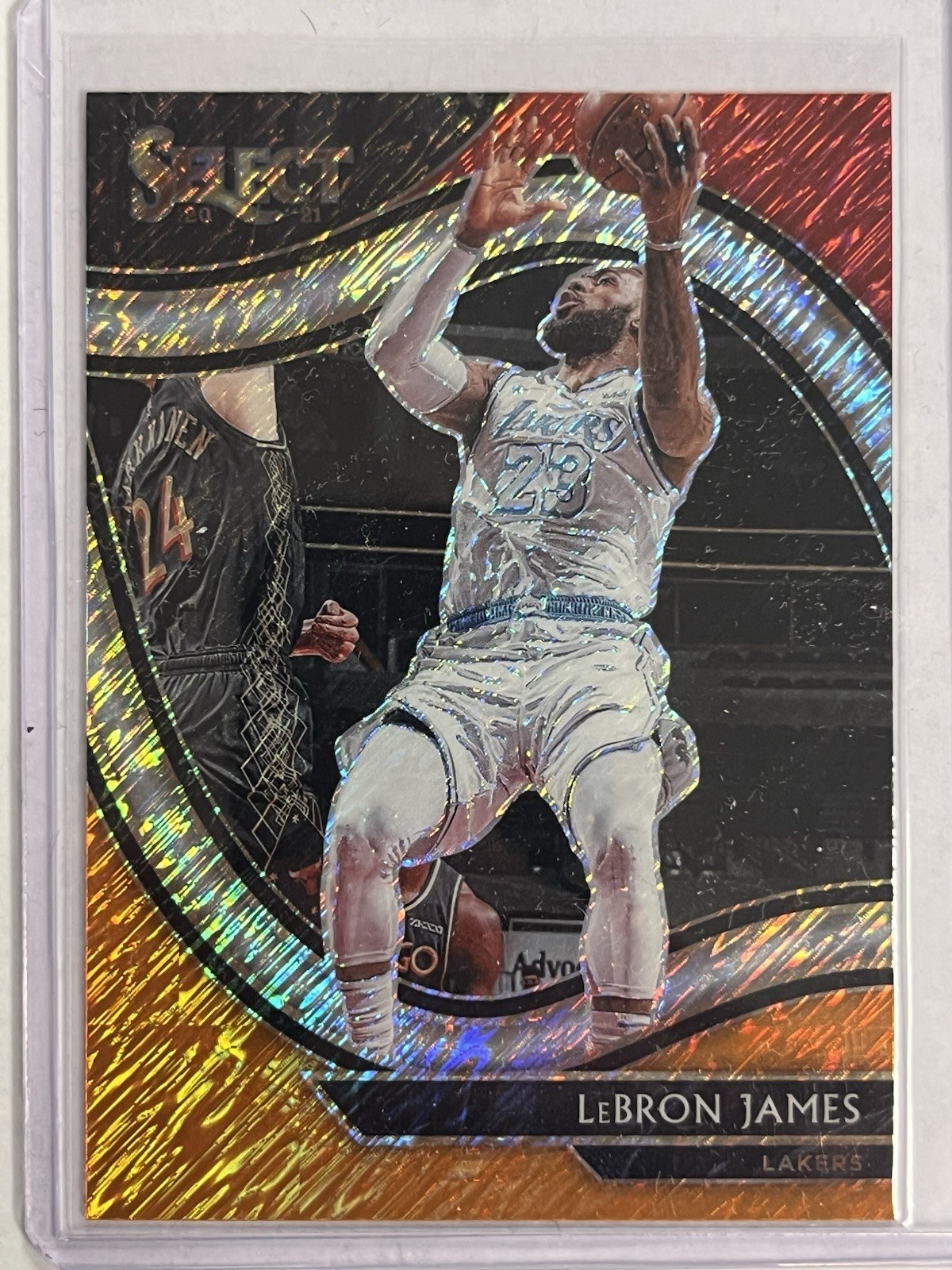 2020-21 Select LeBron James COURTSIDE Red White Orange Shimmer Prizm #223 Lakers