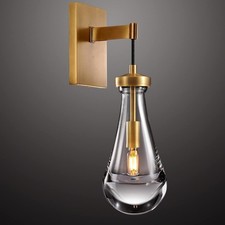 18 in LED Modern Wall Light Gold Raindrop Clear Glass indoor Sconce Fixture UL