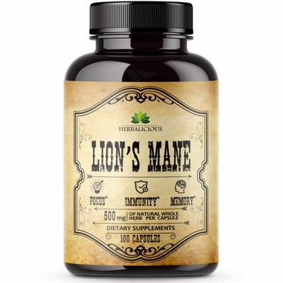 Lion s Mane Mushroom 100 Capsules   Brain Health, Memory, Focus & Nerve Support