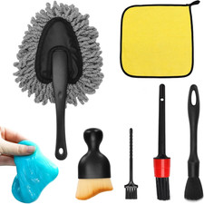 Car Interior Cleaning Kit Detailing Brush Set Duster Microfiber Cloth Vent Dust