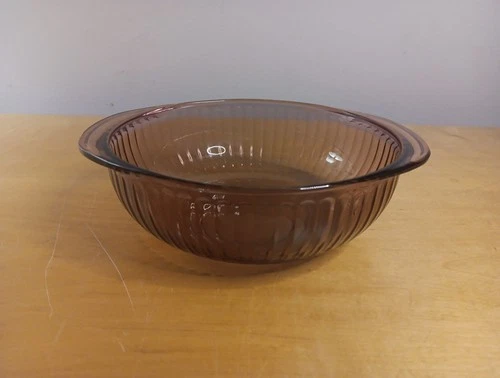 Vintage Pyrex 024-S 2 Quart Cranberry Casserole Ribbed Bowl Baking Dish No Lid