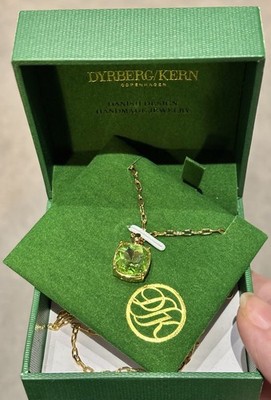 DYRBERG KERN-DENMARK- GOLDPLATED-PENDANT - GREEN SWAROVSKI CRYSTAL NECKLACE-NEW