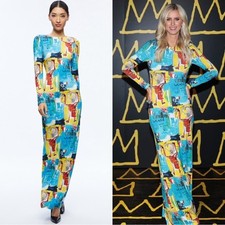 Alice + Olivia Basquiat Delora Long Sleeve Bodycon Maxi Dress Size 14