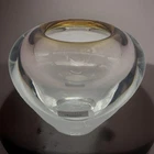 Waterford Evolution Crystal Vase Amber Rose Pink Clear Vase Signed Poland VTG