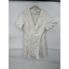 Keepsake Dress Women 10 Ivory Magnetic Ruffle Linen Blend Summer Mini MSRP:$170