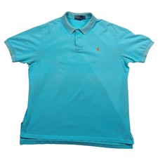 Polo Ralph Lauren Mens XL Turquoise Blue Short Sleeve Pique Cotton Polo Shirt