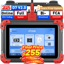 2025 XTOOL D7 V2.0 Full System Diagnostic Bi-Directional Scanner Key Programmer