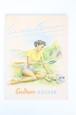 Enders-Kocher Pappschild 50er Jahre Werbeschild vintage Campingkocher Y93