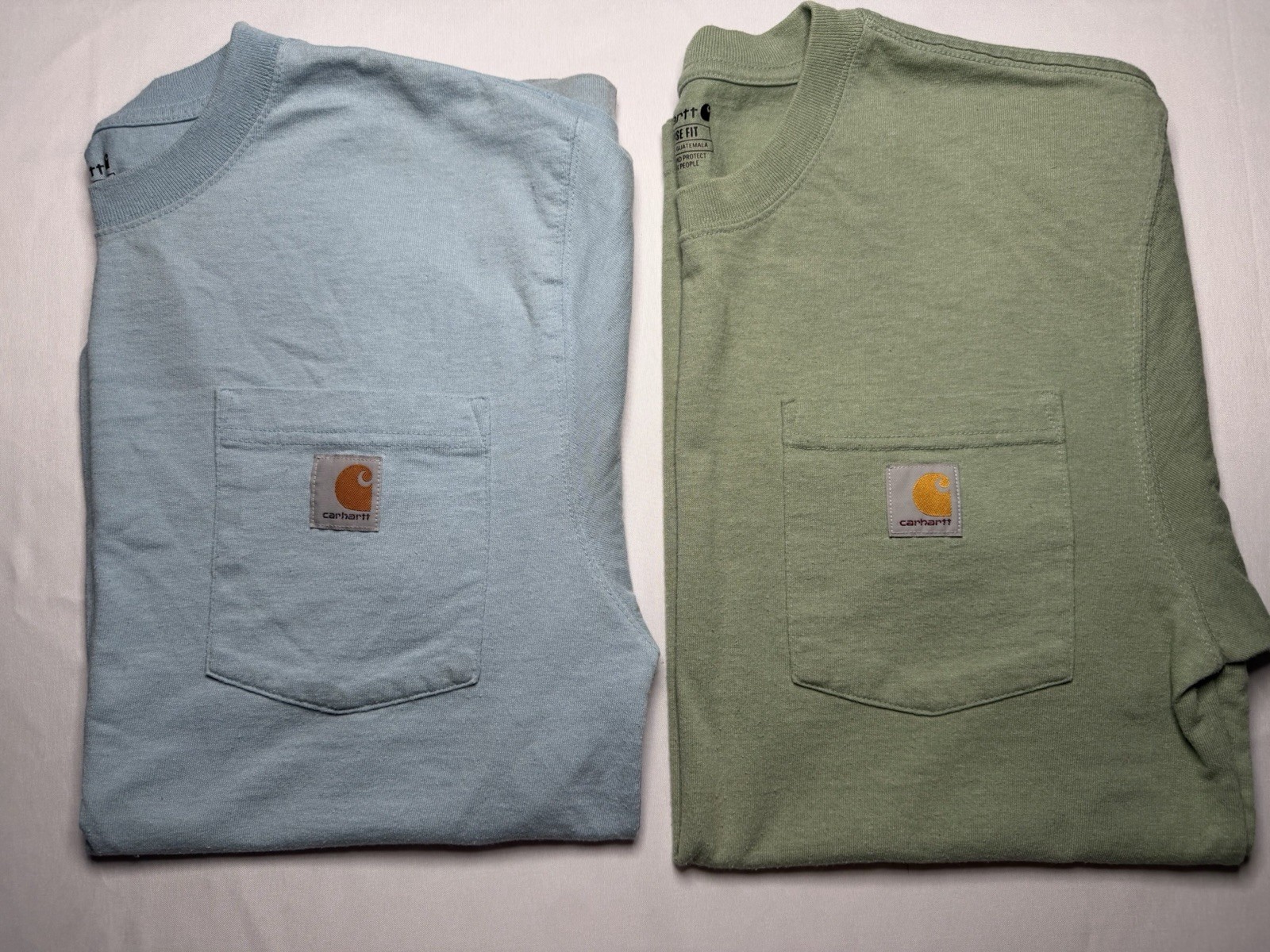 Carhartt Pocket T Shirt Lot Mens Small Blue Green Loose Fit Workwear Tee Bundle