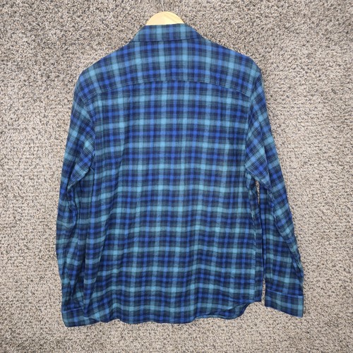 Columbia Shirt Men's Medium Blue Plaid Button Up Pocket Cotton Blend Casual - Picture 6 of 7