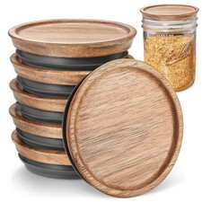 6Pack Regular Mouth Wooden Mason Jar Lids for Ball Mason Kerr Jars Natural Acaci
