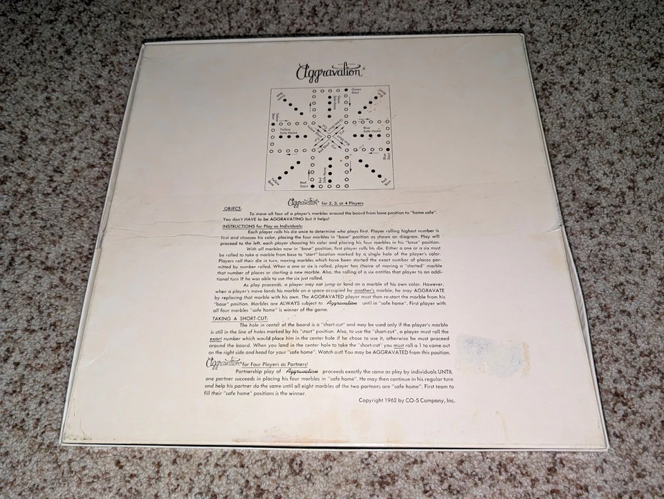 Vintage Original Aggravation Board Game - CO-5 Company 1962 Complete 2-4 Player - Image 4 of 4