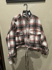 Fashion Nova Jacket Cropped Tweed Oversized - Blk, Red, Beige, White Size XL