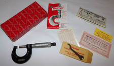 VINTAGE STARRETT 436-1 IN. MICROMETER! 0-1"! BASIC! ALL METAL! USA! BOX & PAPERS