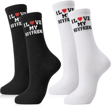 I Love My Girlfriend Boyfriend Socks Letters Black I